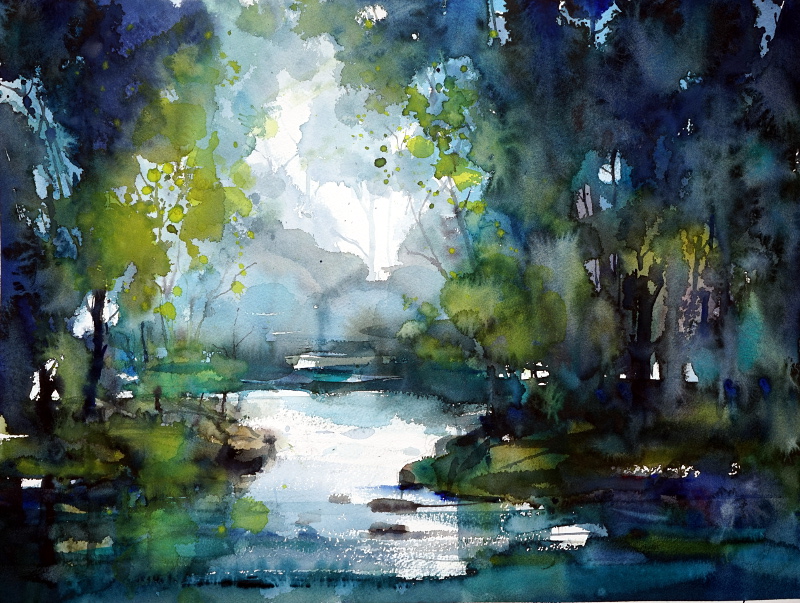 lichtung weiher landschaft landscape aquarell seminar kurs salzburg